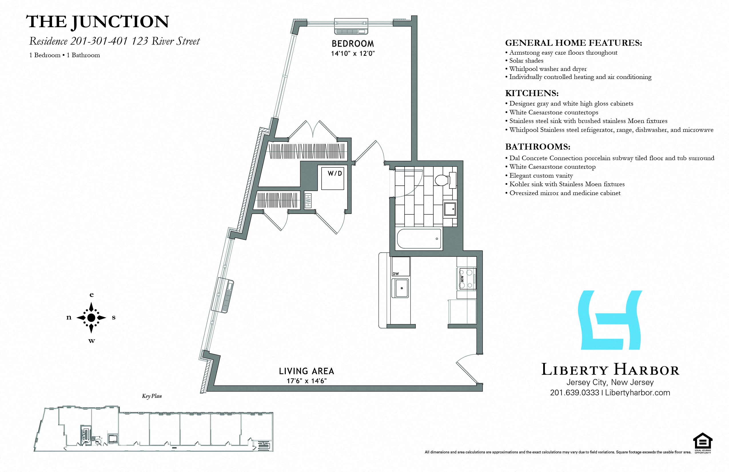 Floor plan for 1 bed, 1 bath, 760 sqft